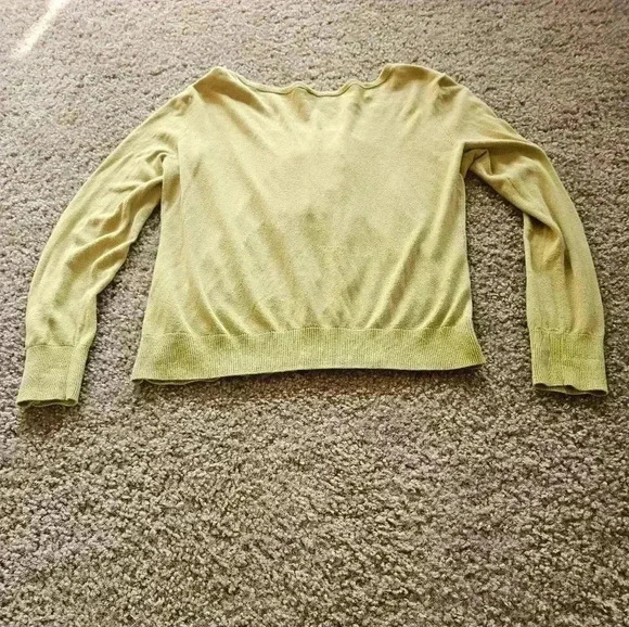 Caslon 100% Cotton Brat Green Lacey Ruffle Front Cardigan, Size Medium - Picture 6 of 6